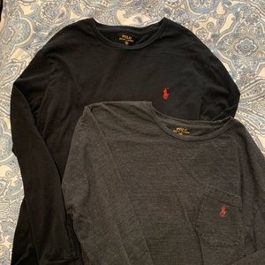 Black and Gray 100% Cotton Polo Long Sleeved Shirts